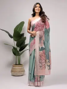 RACHNA Floral Printed Zari Ready to Wear Saree