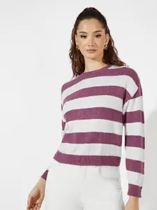 Styli Women Regular Length Boxy Fit Broad Striper Sweater
