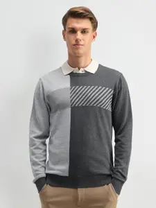 Arrow Men Colourblocked Pure Cotton Pullover Sweaters