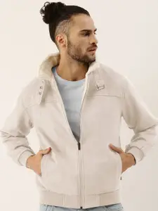 Campus Sutra Men Spread Collar Solid Casual Bomber Jacket