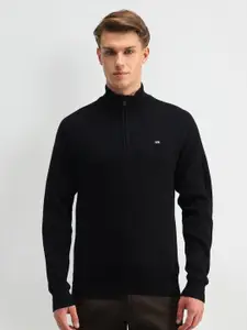 Arrow Sport Men Self Design  Mock Collar Pullover Sweaters