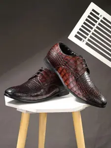 House of Pataudi Men Textured Formal Derbys