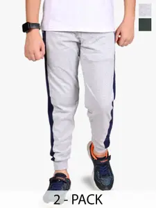 BAESD Boys Pack Of 2 Cotton Mid-Rise Cotton Joggers