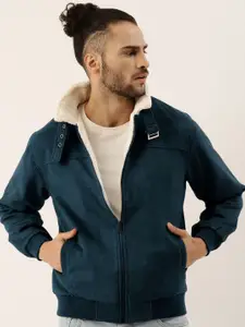 Campus Sutra Men Spread Collar Solid Casual Bomber Jacket