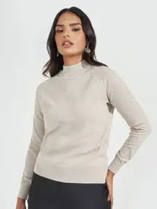 Styli Women Embellished Detail High Neck Sweater