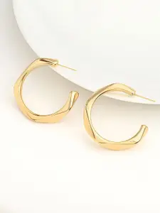 Kazo Gold Plated Contemporary Half Hoop Earrings