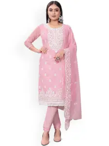 Maroosh Floral Embroidered Chanderi Cotton Unstitched Dress Material