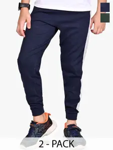 BAESD Boys Pack Of 2 Pure Cotton Mid-Rise Joggers