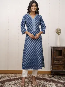 Nayo Floral Printed Cotton Straight Kurta