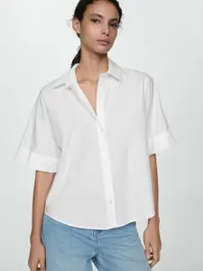 MANGO Short-Sleeved Lyocell Cotton shirt