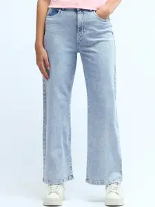 U.S. Polo Assn. Women Women Wide Leg High-Rise Light Fade Stretchable Jeans