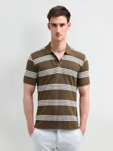 Arrow Sport Men Brand Logo Striped Polo Collar Applique T-shirt