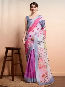 RACHNA Floral Ready to Wear Saree with Zari