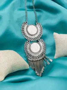 FIMBUL Sterling Silver Plated Oxidised Mirror Necklace