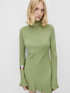 MANGO Flared Sleeve Chiffon A-Line Mini Dress