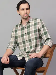 Cantabil Men Spread Collar Buffalo Checked Cotton Slim Fit Casual Shirt