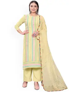 Maroosh Striped Embroidered Unstitched Dress Material