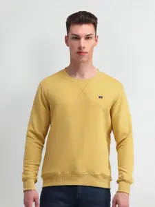Arrow Sport Men Yellow Cotton  Long Sleeves Round Neck  Sweatshirt