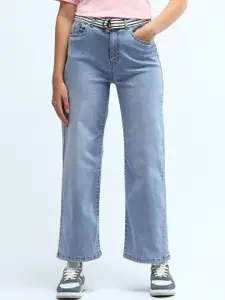 U.S. Polo Assn. Women Women Wide Leg High-Rise Light Fade Stretchable Jeans