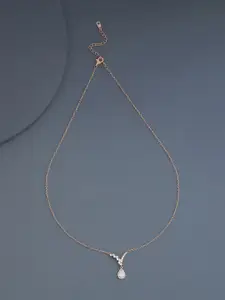 Kushal's Fashion Jewellery Rose Gold-Plated Cubic Zirconia Stone Studded Necklace