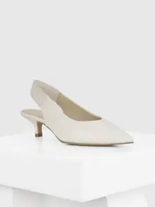 Oroh Women Leather Pointed Toe Kitten Pumps