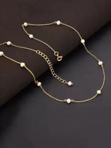 V FASHION JEWELLERY Gold-Plated Stainless Steel Pearls Necklace