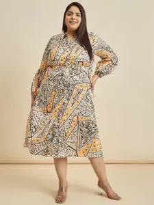 Sztori Women Floral Printed A-Line Midi Dress