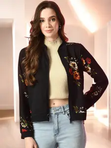 IUGA Floral Printed Mandarin Collar Button Shrug