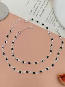 ABDESIGNS Silver-Plated Artificial Stones and Beads Anklet