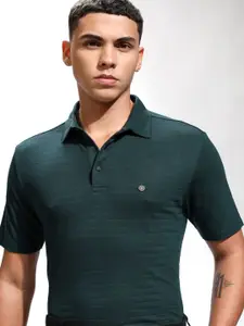 HIGHLANDER Men Self Design Polo Collar Slim Fit T-shirt