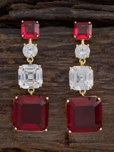 Kushal's Fashion Jewellery Gold-Plated Square Drop Earrings