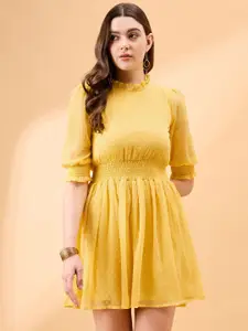 all about you Puff Sleeve Chiffon Fit & Flare Dress