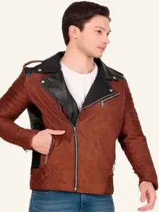 Leather Retail Men Lapel Collar Solid Casual Biker Jacket
