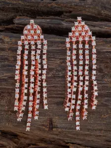 Kushal's Fashion Jewellery Gold-Plated Zircon Embellished Bridal Party Pendant Earring Set