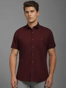 Louis Philippe Jeans Men Spread Collar Solid Cotton Casual Shirt