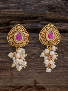 Kushal's Fashion Jewellery Gold-Plated Teardrop Shaped Studs Earrings