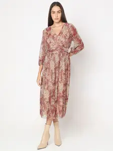 Vero Moda Women Floral Printed Puff Sleeve Fit & Flare Midi Dress