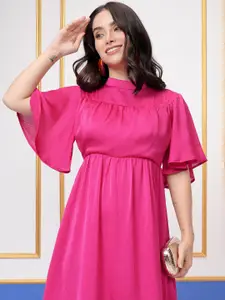 Vishudh Women Flutter Sleeve Fit & Flare Above Knee Dress