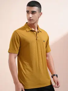 HIGHLANDER Men Self Design Polo Collar Slim Fit T-shirt