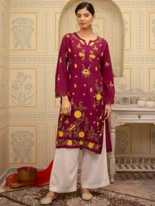 House of Kari Pure Cotton Straight Kurta With Aari Work