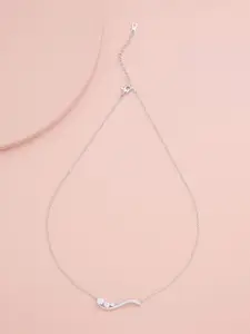 Kushal's Fashion Jewellery Rhodium-Plated Cubic Zirconia Stone Studded Trendy Necklace