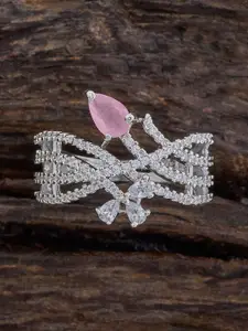 Kushal's Fashion Jewellery Rhodium-Plated Cubic Zirconia-Studded Adjustable Finger Ring