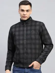 Monte Carlo Men Mock Collar Checked Cotton Casual Open Front Jacket