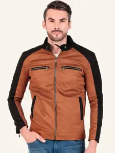 Leather Retail Men Stand Collar Solid Casual Biker Jacket