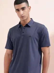 HIGHLANDER Men Striped Polo Collar Slim Fit T-shirt