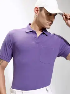 HIGHLANDER Men Solid Polo Collar Cotton Relaxed Fit T-shirt