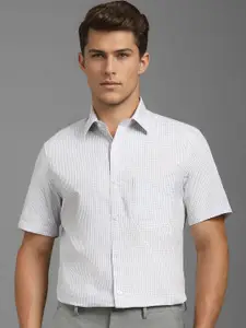 Louis Philippe Men Classic Spread Collar Micro Checked Cotton Formal Shirt