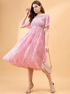 all about you Ethnic Motifs Print Georgette Fit & Flare Maxi Dress