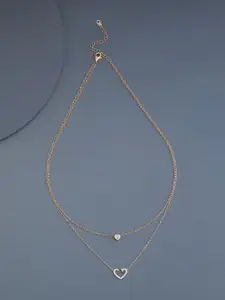 Kushal's Fashion Jewellery Rose Gold-Plated Cubic Zirconia  Stone Studded Layered Necklace