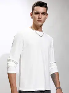 HIGHLANDER Men Self Design Round Neck Cotton Relaxed Fit T-shirt
